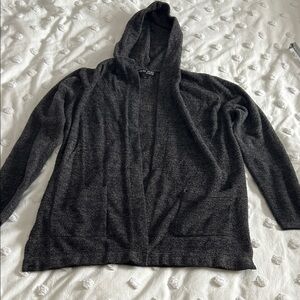 Barefoot Dreams Open Dark Gray Hooded Cardigan